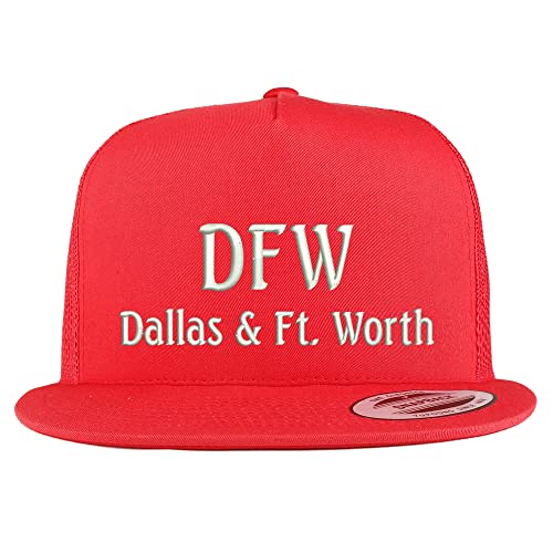 Trendy Apparel Shop DFW Dallas and Fort Worth Embroidered 5 Panel Flatbill Trucker Cap
