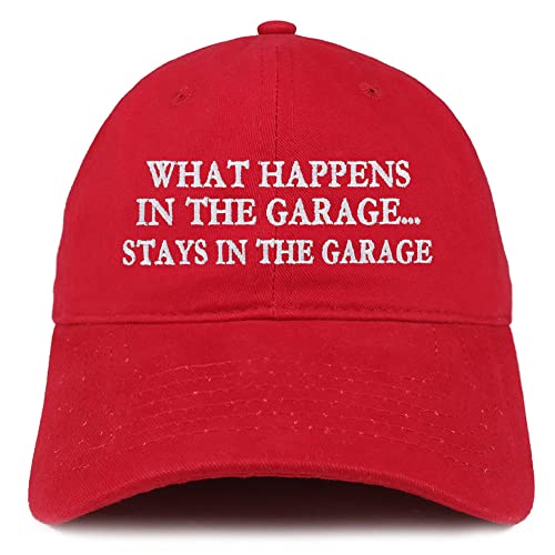 Trendy Apparel Shop What Happens in the Garage, Stays in the Garage Low Profile Soft Cotton Baseball Cap