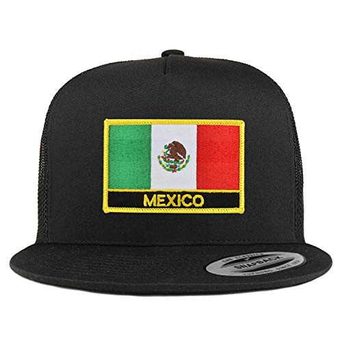 Trendy Apparel Shop Flexfit XXL Mexico Flag 5 Panel Flatbill Trucker Mesh Snapback Cap