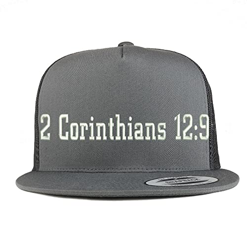 Trendy Apparel Shop 2 Corinthians 12:9 5 Panel Flatbill Trucker Cap