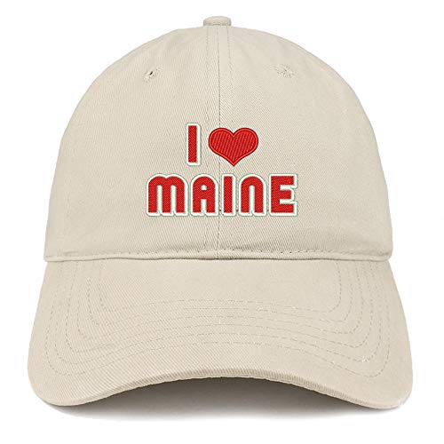 Trendy Apparel Shop I Love Maine Embroidered Soft Crown 100% Brushed Cotton Cap