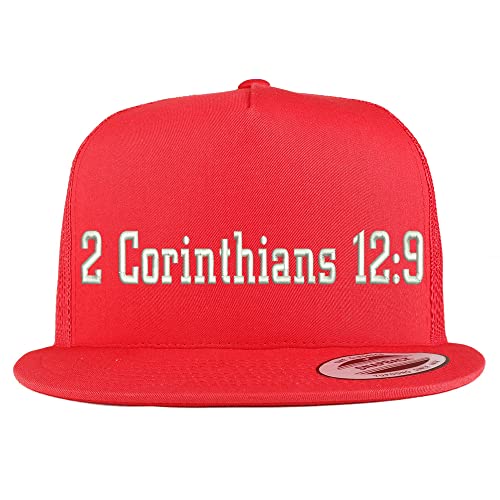 Trendy Apparel Shop 2 Corinthians 12:9 5 Panel Flatbill Trucker Cap