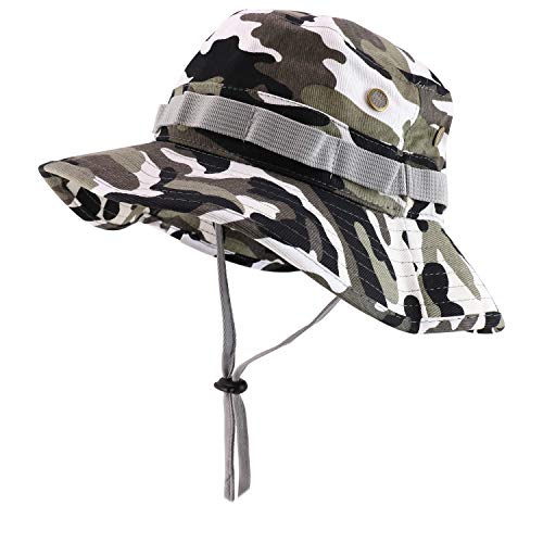 Trendy Apparel Shop Solid Color Outdoor Hunting Boonie with Chin Strip