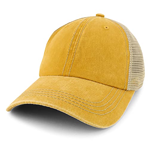 Trendy Apparel Shop Pigment Dyed Front Mesh Back Unstructured Trucker Ball Cap