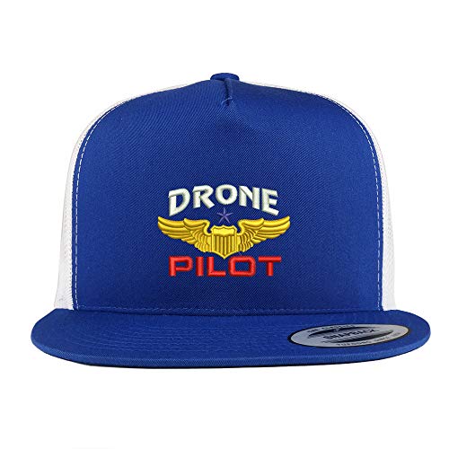 Trendy Apparel Shop Flexfit Drone Pilot Aviation Wing Embroidered 5 Panel Flatbill 2-Tone Mesh Cap