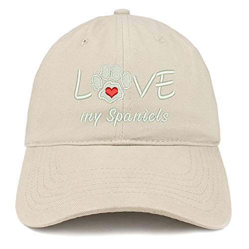 Trendy Apparel Shop I Love My Spaniels Embroidered Soft Crown 100% Brushed Cotton Cap