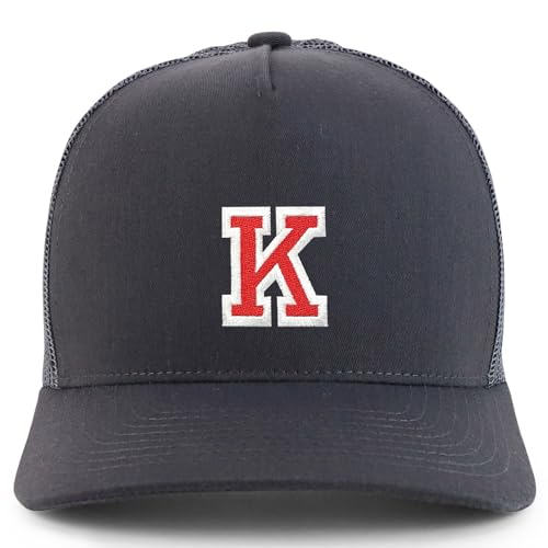 Trendy Apparel Shop Letter K Varsity Font 5 Panel Structured Trucker Cap