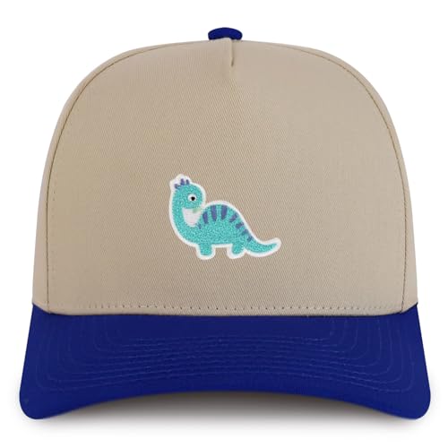 Trendy Apparel Shop Brontosaurus Dinosaurus Patch Cotton 5 Panel Structured Snapback Cap