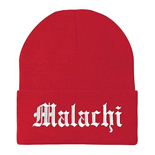 Trendy Apparel Shop Malachi Old English Embroidered Long Cuff Beanie