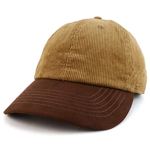 Trendy Apparel Shop 2 Tone 100% Cotton with Synthetic Suede Visor Baseball Cap