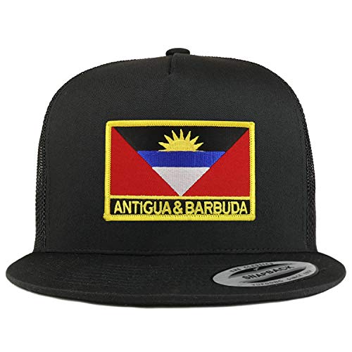 Trendy Apparel Shop Flexfit XXL Antigua and Barbuda Flag 5 Panel Flatbill Trucker Mesh Cap