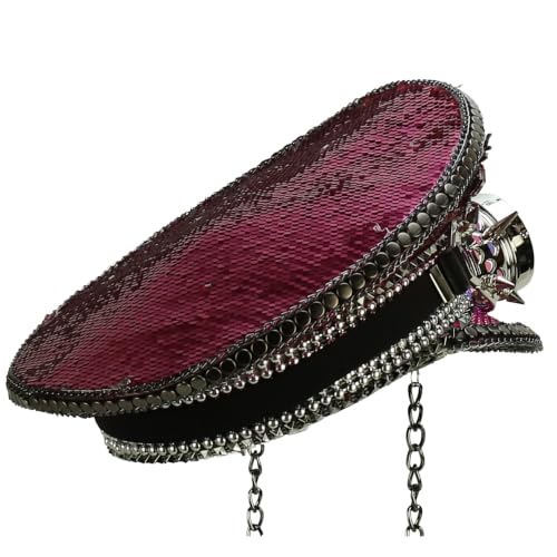Trendy Apparel Shop Festival Party Sparkly Sequin Rhinestone Captain Hat