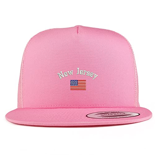 Trendy Apparel Shop New Jersey USA Flag 5 Panel Flatbill Trucker Cap