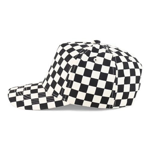 Trendy Apparel Shop Structured 5 Panel Checkered Print Baseball Cap