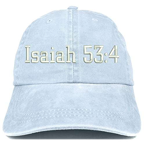 Trendy Apparel Shop Isaiah 53:4 Washed Pigment Dyed Baseball Cap