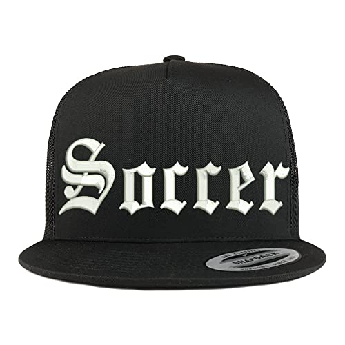 Trendy Apparel Shop Old English Soccer 5 Panel Flatbill Trucker Cap