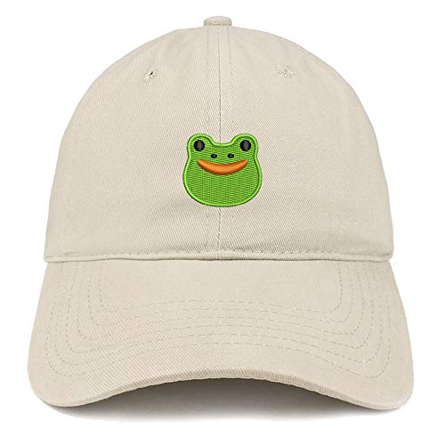 Trendy Apparel Shop Frog 2 Embroidered Soft Crown 100% Brushed Cotton Cap
