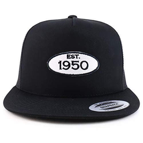 Trendy Apparel Shop Established 1950 Patch 70th Birthday 5 Panel Mesh Back Cap