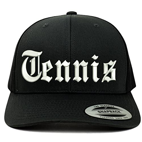Trendy Apparel Shop Old English Tennis 6 Panel Trucker Mesh Cap