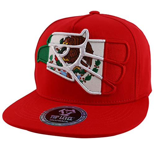 Trendy Apparel Shop Mexico Flag Eagle Embroidered 5 Panel Flatbill Snapback Baseball Cap
