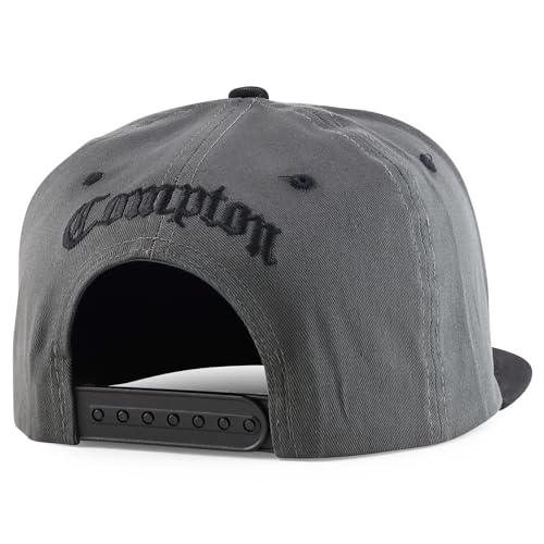 Trendy Apparel Shop 3D Compton Old English Font Embroidered Flat Bill Snapback Cap