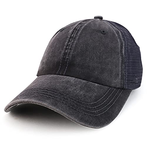Trendy Apparel Shop Pigment Dyed Front Mesh Back Unstructured Trucker Ball Cap