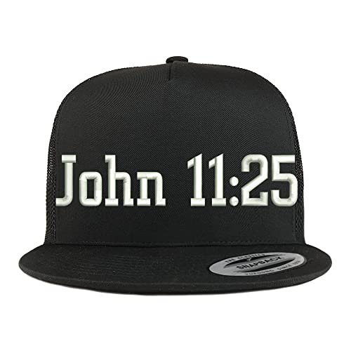 Trendy Apparel Shop John 11:25 5 Panel Flatbill Trucker Cap