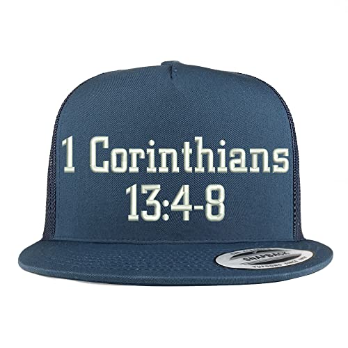 Trendy Apparel Shop 1 Corinthians 13:4-8 5 Panel Flatbill Trucker Cap