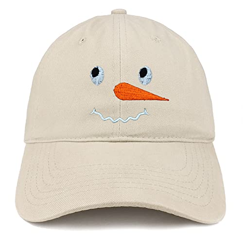 Trendy Apparel Shop Snowman Face Embroidered Low Profile Soft Cotton Baseball Cap