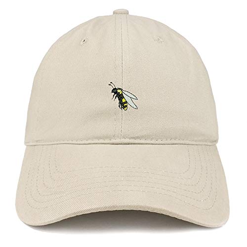 Trendy Apparel Shop Small Bee Embroidered Soft Crown 100% Brushed Cotton Cap