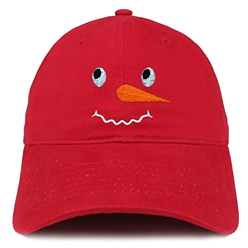 Trendy Apparel Shop Snowman Face Embroidered Low Profile Soft Cotton Baseball Cap