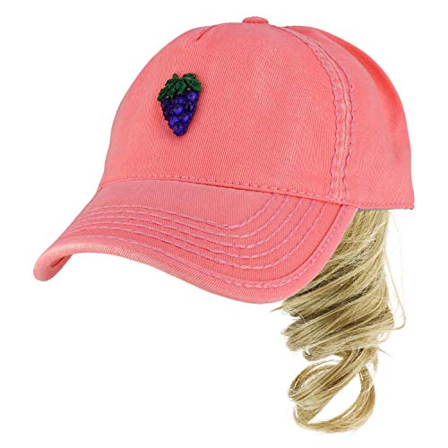 Trendy Apparel Shop 5 Panel Unstructured Bejeweled Fruity Ponytail Baseball Cap