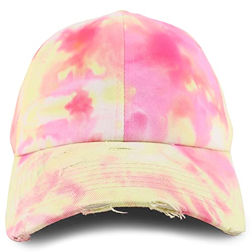 Trendy Apparel Shop Plain Cotton Tie Dyed Patterned Soft Crown Baseball Cap
