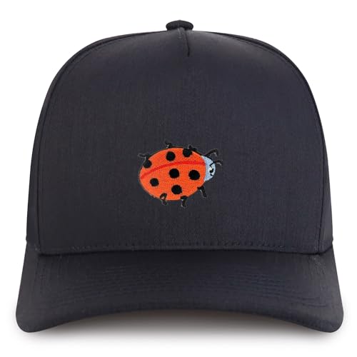 Trendy Apparel Shop Ladybug Embroidered Patch Structured 5 Panel Pro Style Baseball Cap