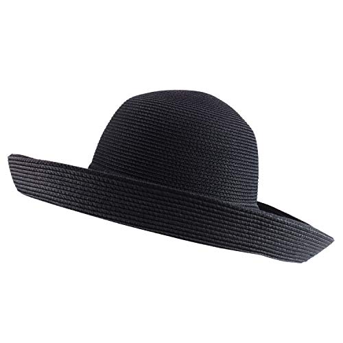 Trendy Apparel Shop Women's UPF 50+ Soft Paper Braid Large Kettle Brim Sun Hat