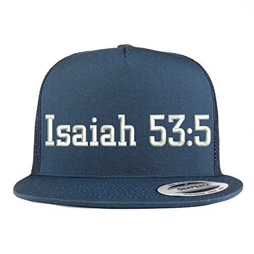 Trendy Apparel Shop Isaiah 53:5 5 Panel Flatbill Trucker Cap