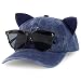 Trendy Apparel Shop Washed Cotton Cat Ear Baseball Cap with Sunglasses Holder