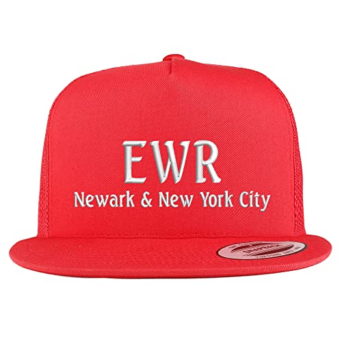 Trendy Apparel Shop EWR Newark and New York City Embroidered 5 Panel Flatbill Trucker Cap