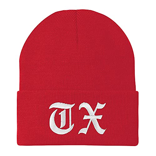 Trendy Apparel Shop Texas TX Old English Embroidered Long Cuff Beanie