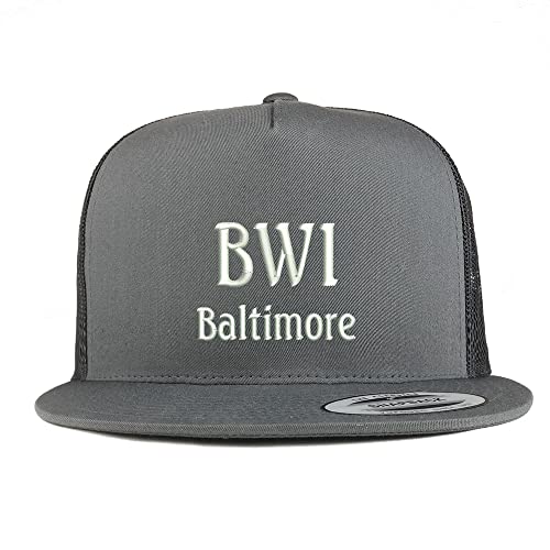 Trendy Apparel Shop BWI Baltimore Embroidered 5 Panel Flatbill Trucker Cap