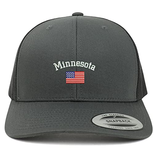 Trendy Apparel Shop Minnesota USA Flag 6 Panel Trucker Mesh Cap