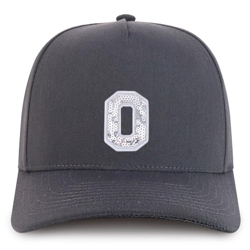 Trendy Apparel Shop Letter O Sequin Patch 5 Panel Cotton Baseball Cap