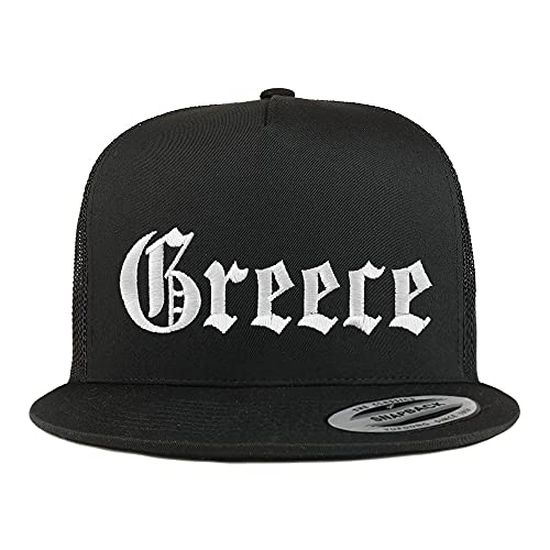 Trendy Apparel Shop Greece Old English 5 Panel Flatbill Trucker Cap