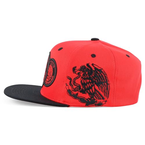 Trendy Apparel Shop Circular Mexico Eagle Embroidered Flatbill Snapback Cap