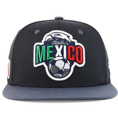 Trendy Apparel Shop Mexico El Tri Soccer Theme Embroidered Flatbill Snapback Cap
