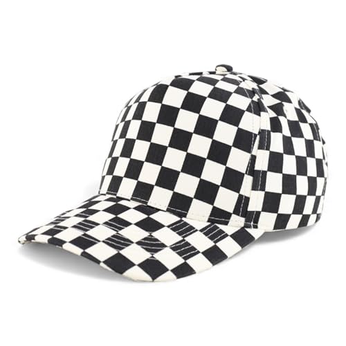 Trendy Apparel Shop Structured 5 Panel Checkered Print Baseball Cap