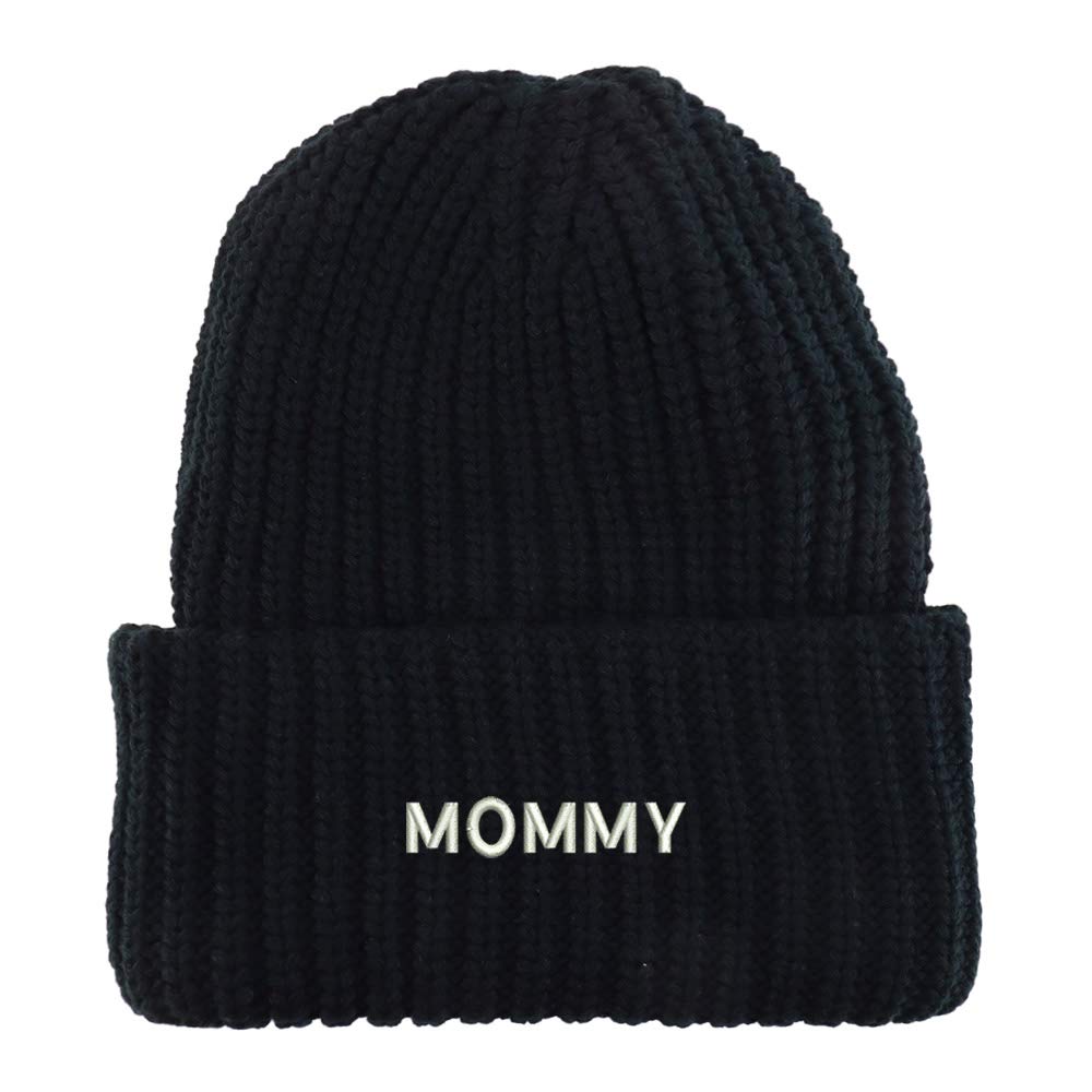 Trendy Apparel Shop Mommy Embroidered Long Cuffed Thick Ribbed Knit Beanie