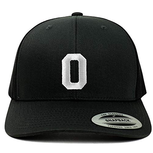 Trendy Apparel Shop Number 0 White Thread Embroidered Retro Trucker Mesh Cap
