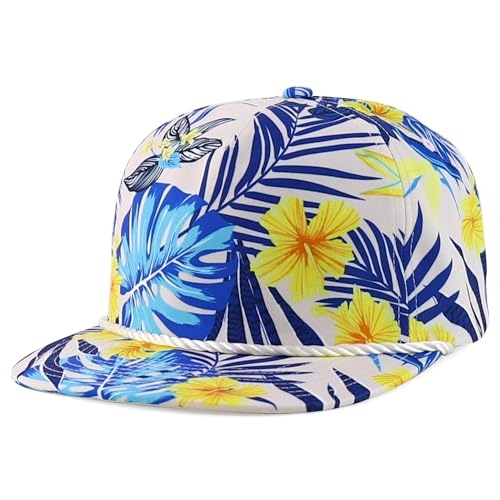 Trendy Apparel Shop Floral Print Unstructured 5 Panel Flatbill Rope Baseball Cap