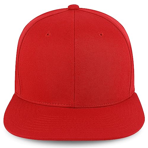 Trendy Apparel Shop 100% Cotton Plain Structured 6 Panels Flatbill Snapback Baseball Cap